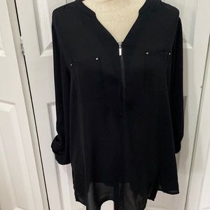 Apt. 9 Long Black Shirt with Zipper Size XL
